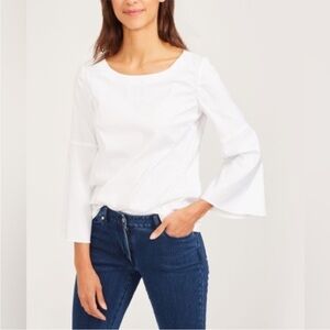 J McLaughlin Coretta Bell Sleeve Top S Small White Long Sleeve Flare Sleeve